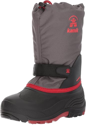 Kamik Boys' WaterbugWIDE Snow Boot, Charcoal/Red, 8 Wide US Toddler