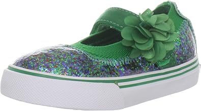 Morgan & Milo Kid's Sparkle Floral Mary Jane Sneaker (Infant/Toddler/Little Kid), Kelly, 7.5 M US Toddler