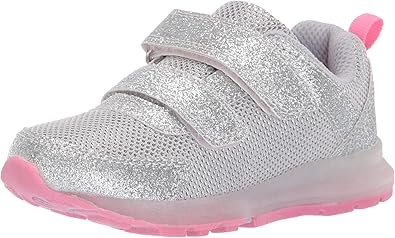 carter's Girl's Drew Metallic Light-Up Sneaker, Silver, 10 M US Toddler