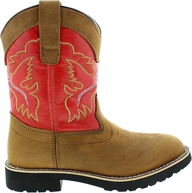 Itasca Girls Youth Pull-on Leather/Nylon Buckaroo Western Boot, red, 3.0 Standard US Width US Big Kid