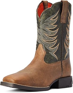 Ariat Youth Firecatcher Western Boot Distressed Brown/Alfalfa 3