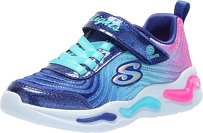 Skechers Wavy Beams-Ombre Express Sneaker, Navy/Multi, 1.5 US Unisex Little Kid