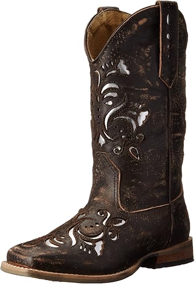 ROPER Kids Girls Belle Square Toe Casual Boots Mid Calf - Brown