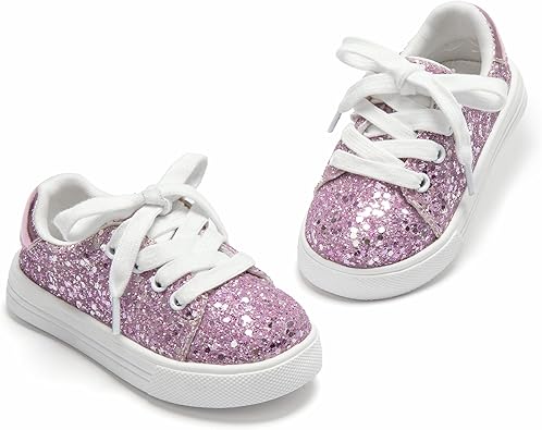 THEE BRON Toddler Shoes Girls Glitter Fashion Sneakers Sparkly Sequin Casual Shoes