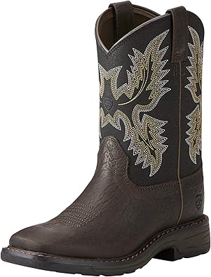 Ariat unisex-child Yth Workhog Wide Square Dark Earth/Brick