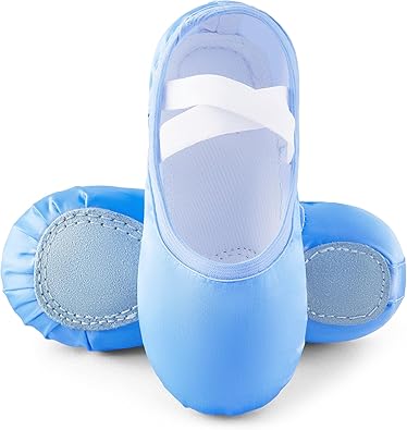 TRIPLE DEER Ballet Shoes for Girls, Satin Dance Practice Slippers Split Soft Leather Flat Sole Yoga Gymnastics Shoes (Toddler/Little/Big Kid)