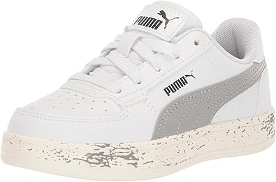 PUMA Caven Sneaker, White-Concrete Gray Black, 12.5 US Unisex Little Kid