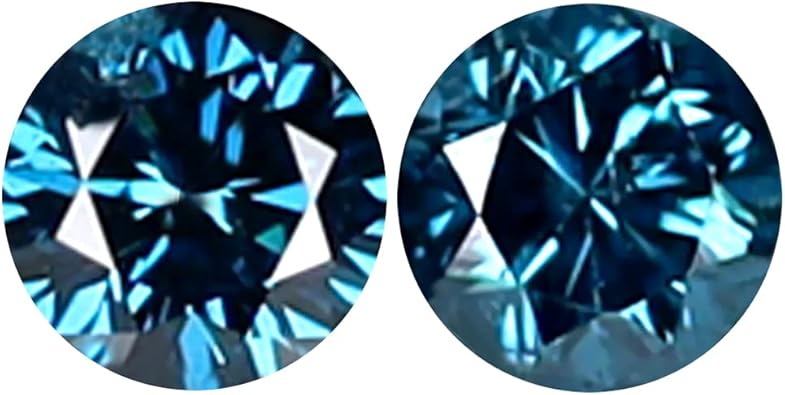 0.12 ct (2pcs) MATCHING PAIR Round Shape (2.42 mm) Blue Diamond Natural Stone