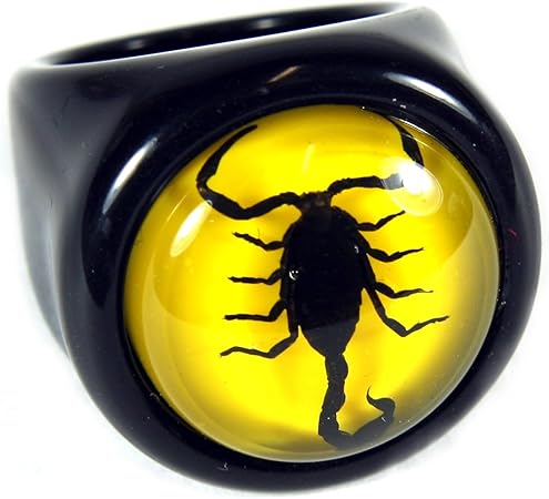 REALBUG Black Scorpion Black Ring Yellow Background Size 7