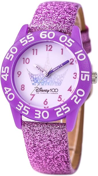 Disney 100 Kids' Plastic Time Teacher Analog Quartz Leather Strap Watch