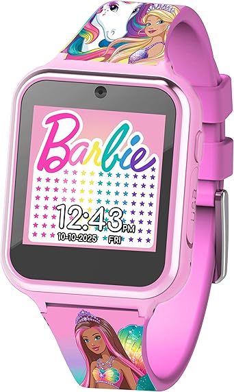 Accutime Barbie Pink Educational Learning Touchscreen Kids Smart Watch - Toy for Girls, Boys, Toddlers - Selfie Cam, Learning Games, Alarm, Calculator, Pedometer & More (Model: BAB4075AZ)