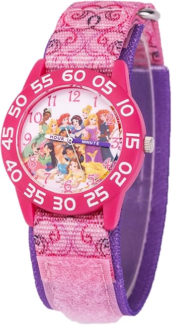 Disney Princess Kids' Plastic Time Teacher Analog Quartz Nylon Strap Watch