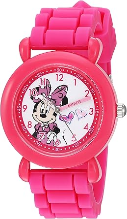 DISNEY Minnie Mouse Kids' Plastic Time Teacher Analog Quartz Silicone Strap Watch