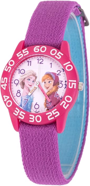 Disney Frozen Kids' Plastic Time Teacher Analog Quartz Nylon Strap Watch