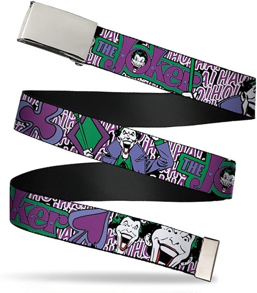 Buckle-Down Web Belt - Joker Face/Logo/Spades Black/White/Purple