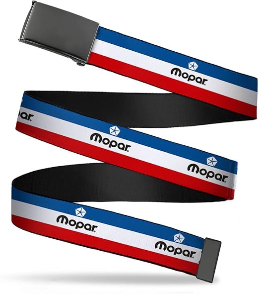 Buckle-Down Web Belt - MOPAR Logo/Stripe Blue/White/Red