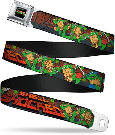 Nickelodeon Seatbelt Buckle Belt Ninja Turtles Shell Shocked Brick Wall Splatter