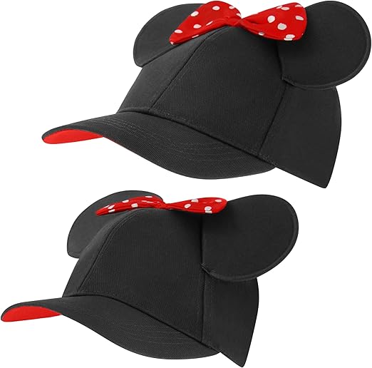 ABG Accessories Girls' Baseball Cap, Minnie Mouse Ears Hat Mommy & Me Adjustable for Ages 2-7