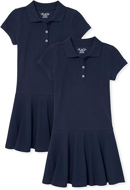 The Children's Place girls Uniform Pique Polo Dress 2 pack