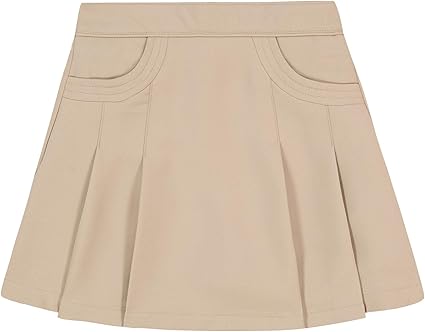 Nautica Girls' School Uniform Pleated Pull-on Scooter Skirt with Undershorts, Knit Waistband & Functional Pockets