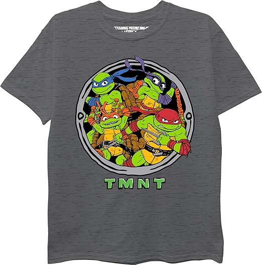 Teenage Mutant Ninja Turtles Boys' TMNT Mutant Mayhem Movie Sewer Character Group T-Shirt-Leo, Donnie, Raph, Mikey