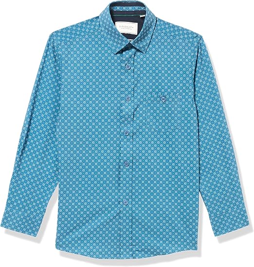 Isaac Mizrahi Boys' 4 Way Stretch Circle Pattern Button Down Shirt