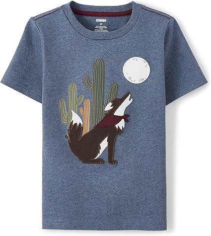 Gymboree Boys' and Toddler Fall and Holiday Embroidered Graphic Short Sleeve T-Shirts