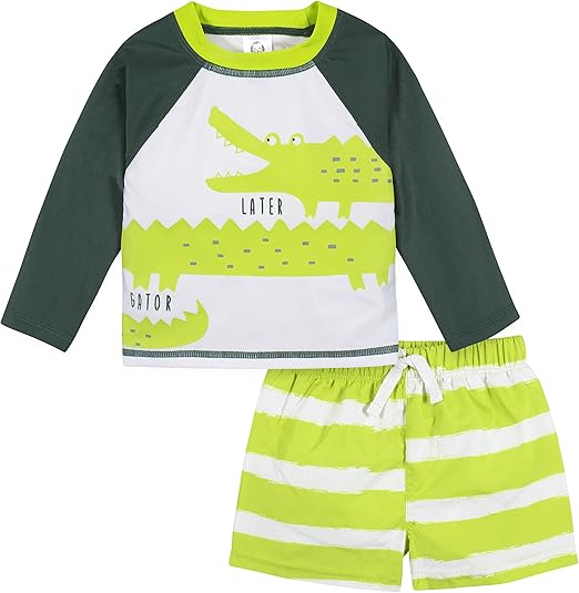 Gerber Baby-Boys Toddler Long Sleeved Rashguard Swim Bathing Suit Set