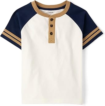 Gymboree,and Toddler Short Sleeve Henley T-Shirt,Maroon Smoke,3T