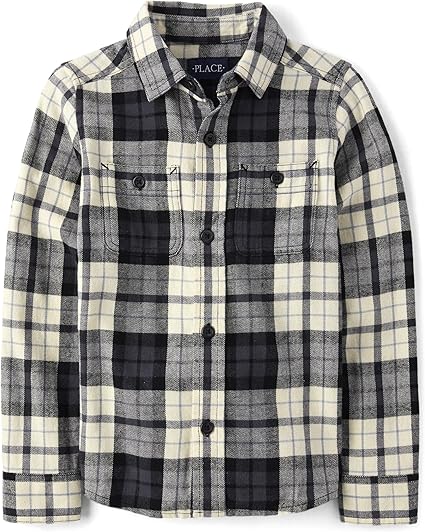 The Children's Place Boys' Long Sleeve Plaid Flannel Button Up Shirt