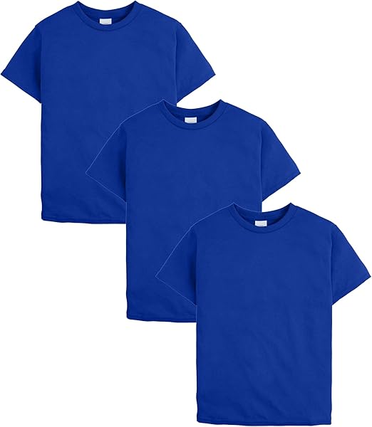 Hanes Boys’ EcoSmart T-Shirt Pack, Short-Sleeve Tee, Crewneck T-Shirts for Kids, 3-Pack