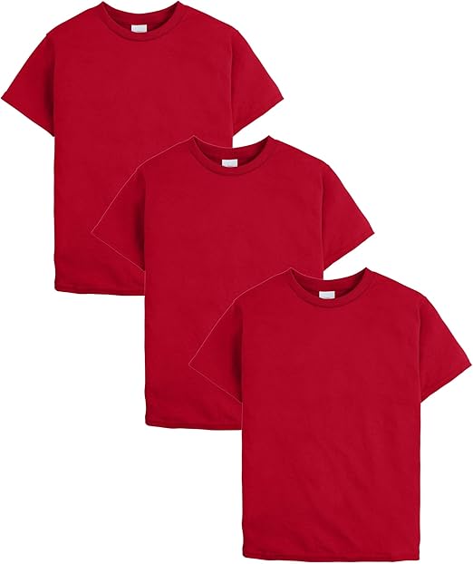 Hanes Boys’ EcoSmart T-Shirt Pack, Short-Sleeve Tee, Crewneck T-Shirts for Kids, 3-Pack