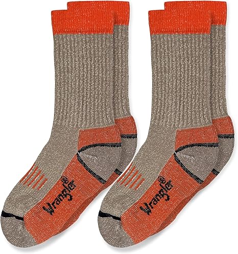 Wrangler Boys' Merino Wool Half Cushion Seamless Rib Crew Socks 2 Pair Pack