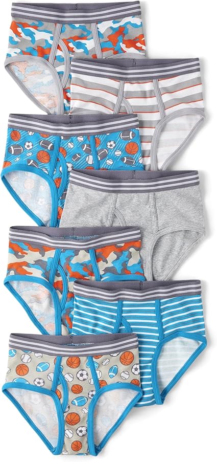 The Children's Place Boys' Sport Briefs Underwear Variety Pack, Blue Orange 7-Pack