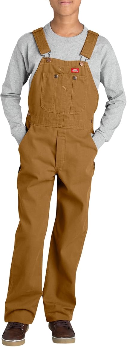 Dickies Big Boys' Duck Bib Overall, Brown Duck, X-Large (18/20)