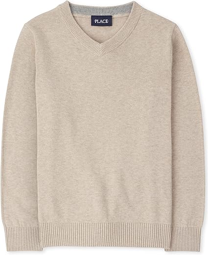 The Children's Place Boys' Long Sleeve Cotton V-Neck Sweater