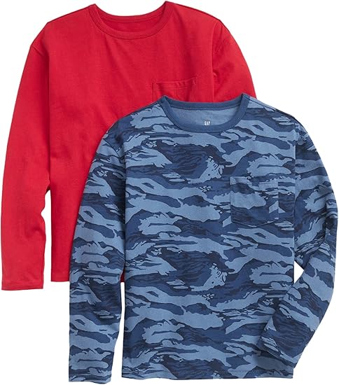 GAP Boys' 2-Pack Long Sleeve Pocket Tee T-Shirt