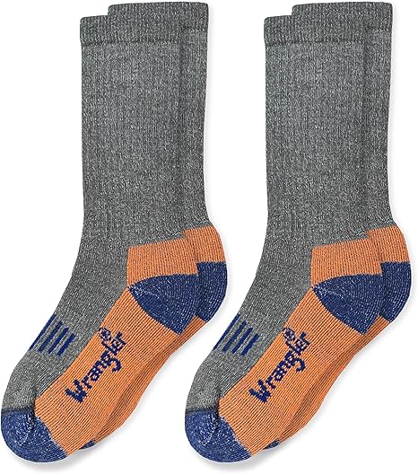 Wrangler Boys Merino Wool Cushioned Boot Socks 2 Pack