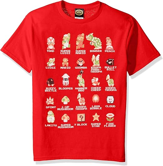 Nintendo Boys' Super Mario Pixel Cast Graphic T-shirt