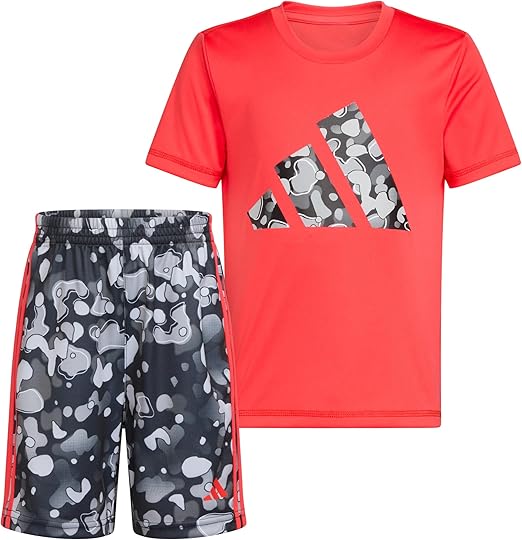 adidas Boys Short Sleeve T-shirt and Printed Shorts 2-piece Set