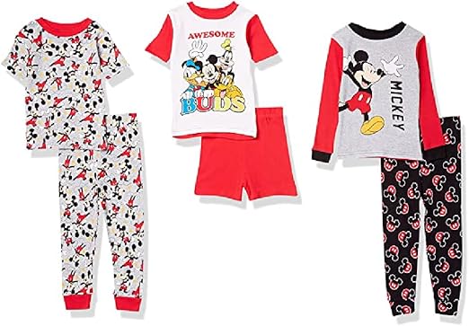 Disney 6-Piece Snug-fit Cotton Pajama Set, Soft & Cute for Kids