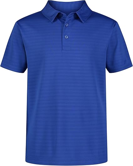 Nautica Boys' Active Short Sleeve Polo Shirt, Button Closure & Embossed Stripes, Breathable Performance Fabric