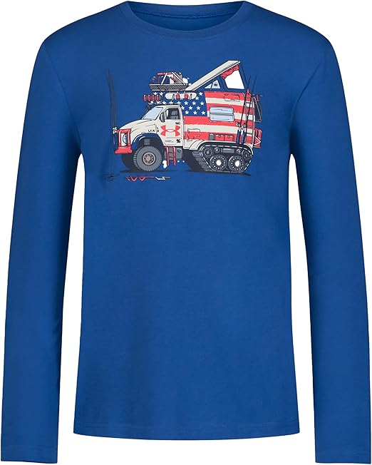 Under Armour Snow CAT Truck LS TEE, Tech Blue Snow Cat, YM