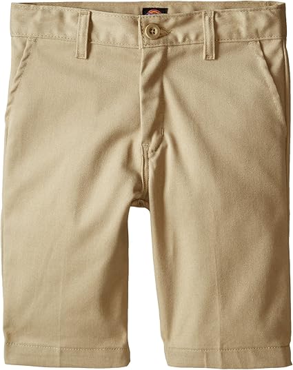 Dickies Khaki Boys' Slim Fit Stretch Flat Front Short