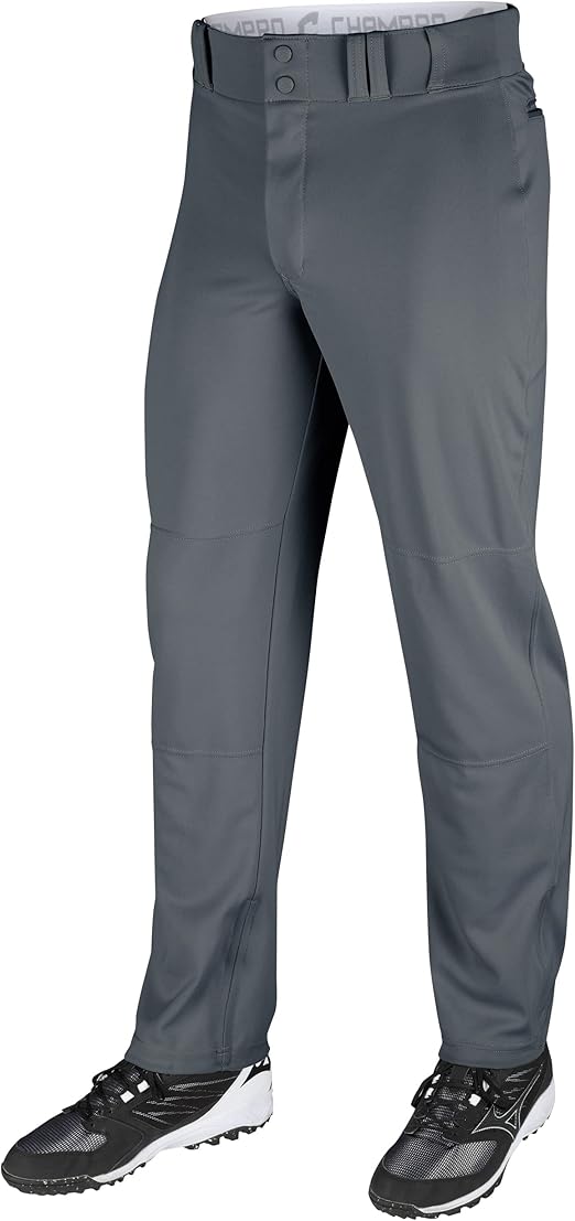 CHAMPRO Boys Open-Bottom Loose-Fit Baseball Pant with Adjustable Inseam and Reinforced Sliding Area