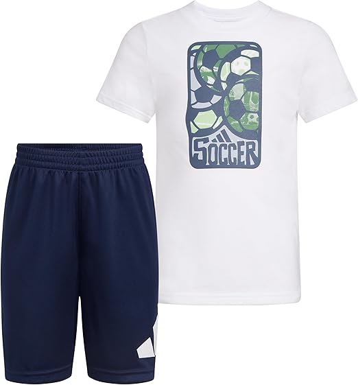 adidas Boys Short Sleeve T-shirt and Poly Shorts 2-piece Set