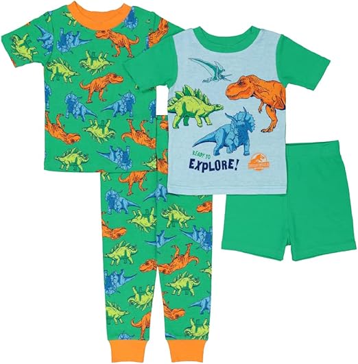 Jurassic World 4-Piece Snug-fit Cotton Pajama Set, Soft & Cute for Kids