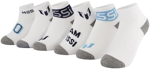 Messi Boys' Lifestyle Ankle, 6-Pack Kids Socks, Soft & Stretchy, Comfortable