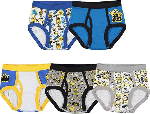 Despicable Me Boys' 5-Pack Minions 100% Combed Cotton Briefs, Sizes 4 and 6