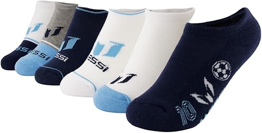 Messi Boys Lifestyle No-Show Socks, 6-Pack Kids Socks, Soft & Stretchy, Comfortable